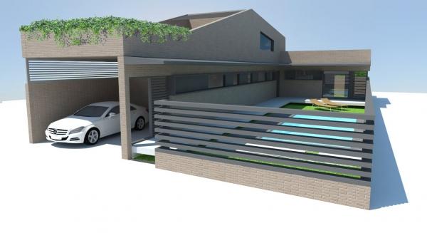 Arquitecto Pedro J. Alonso Robles render de exterior de vivienda con piscina